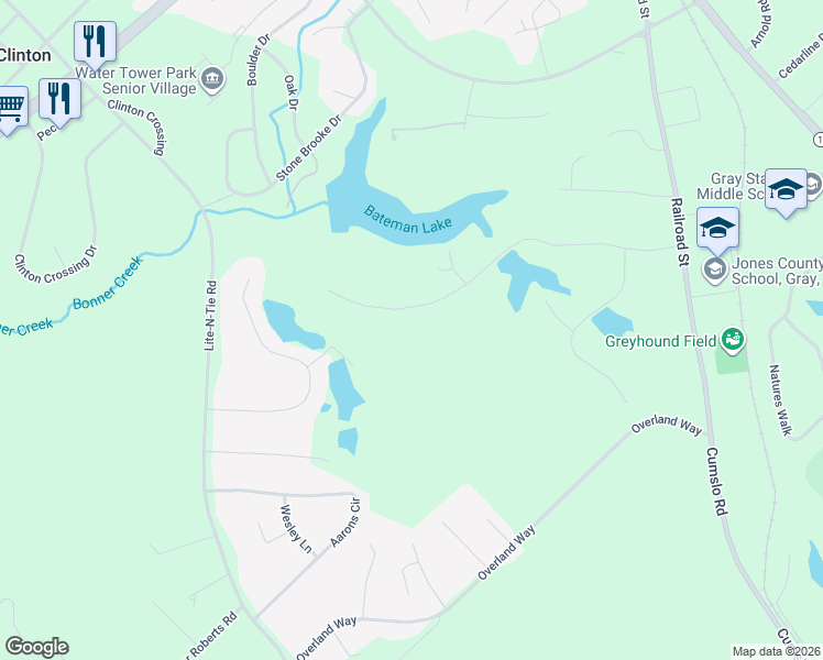 map of restaurants, bars, coffee shops, grocery stores, and more near 241 Twin Lakes Drive in Gray