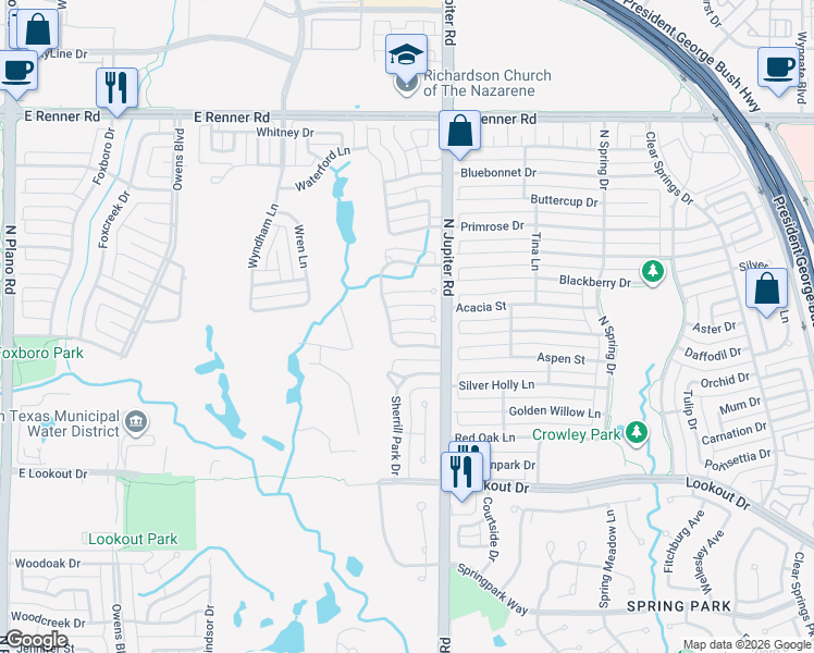 map of restaurants, bars, coffee shops, grocery stores, and more near 2006 Saint Andrews Drive in Richardson