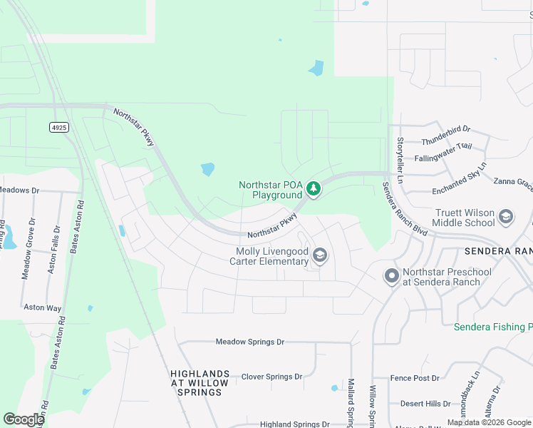 map of restaurants, bars, coffee shops, grocery stores, and more near Sendera Ranch Boulevard in Haslet