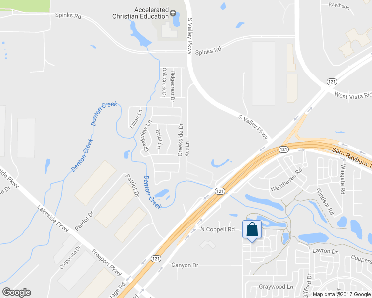 map of restaurants, bars, coffee shops, grocery stores, and more near 4001-4099 Ace Ln in Lewisville