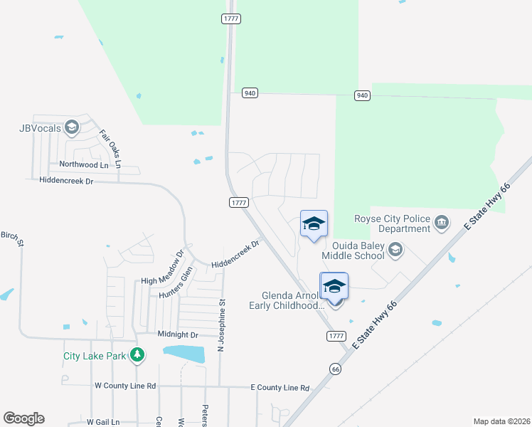 map of restaurants, bars, coffee shops, grocery stores, and more near 1809 Green Terrace Drive in Royse City