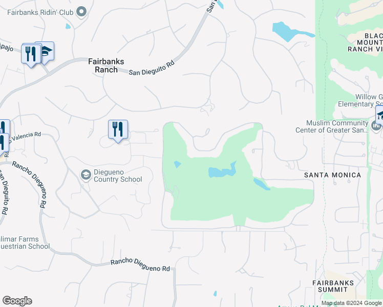 map of restaurants, bars, coffee shops, grocery stores, and more near 7756 Saint Andrews Road in Rancho Santa Fe