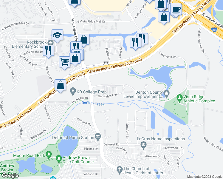 map of restaurants, bars, coffee shops, grocery stores, and more near 830 Milton Way in Coppell