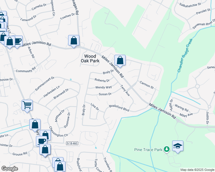 map of restaurants, bars, coffee shops, grocery stores, and more near 121 Wendy Way in Summerville