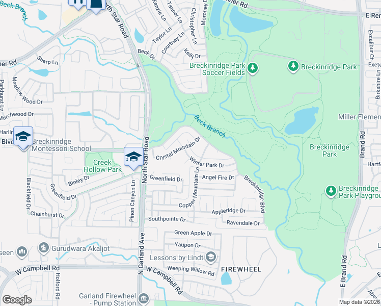 map of restaurants, bars, coffee shops, grocery stores, and more near 4604 Crystal Mountain Drive in Richardson