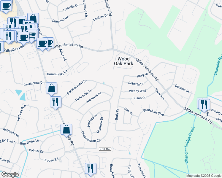 map of restaurants, bars, coffee shops, grocery stores, and more near 411 Summercourt Drive in Summerville