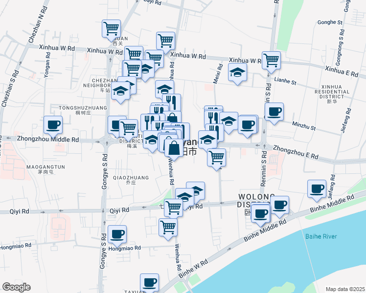 map of restaurants, bars, coffee shops, grocery stores, and more near in Nanyang