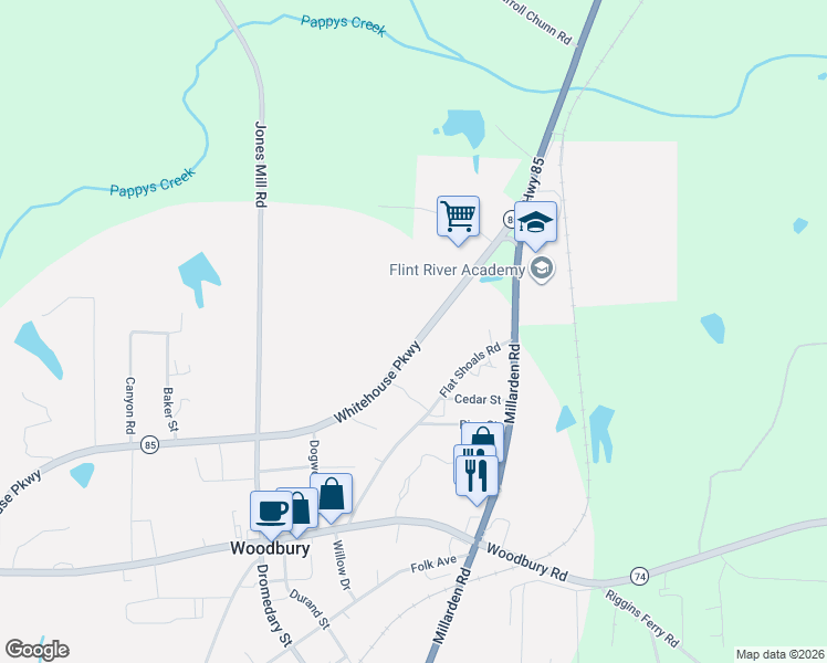 map of restaurants, bars, coffee shops, grocery stores, and more near 13645 Whitehouse Parkway in Woodbury