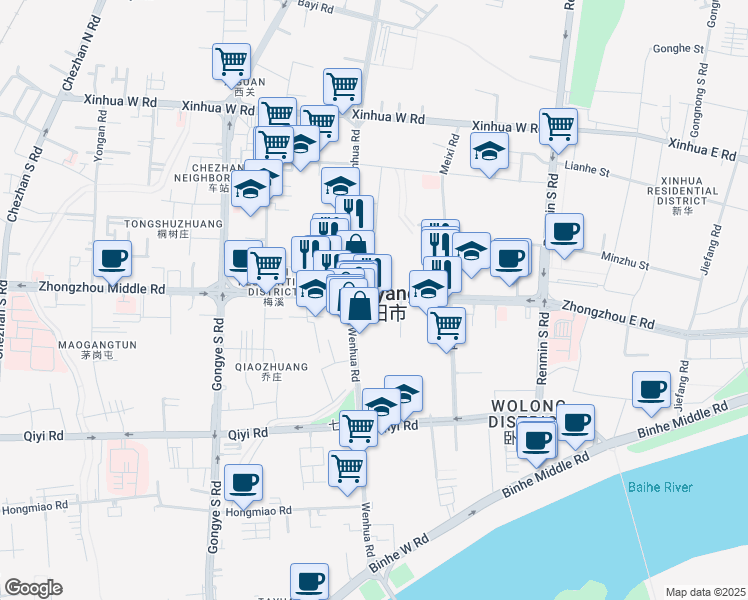 map of restaurants, bars, coffee shops, grocery stores, and more near in Nanyang