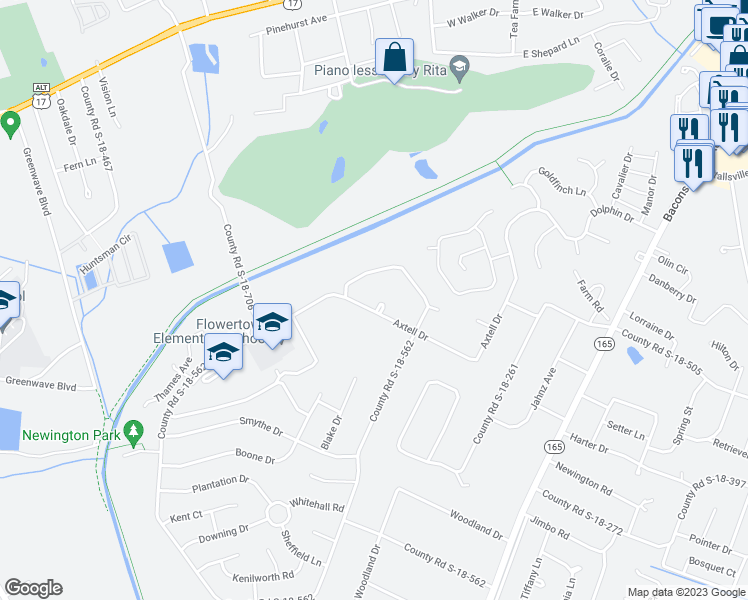 map of restaurants, bars, coffee shops, grocery stores, and more near 101 Axtell Court in Summerville