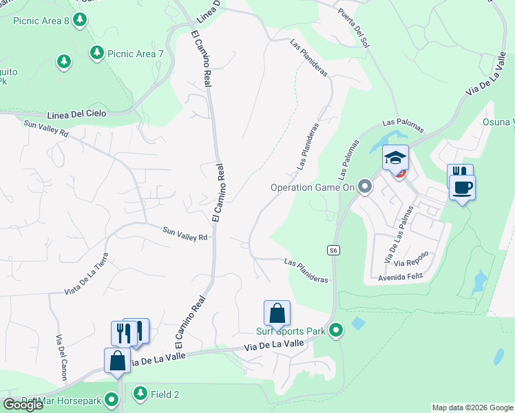 map of restaurants, bars, coffee shops, grocery stores, and more near 15306 Las Planideras in Rancho Santa Fe