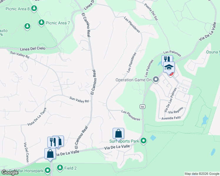 map of restaurants, bars, coffee shops, grocery stores, and more near 15306 Las Planideras in Rancho Santa Fe
