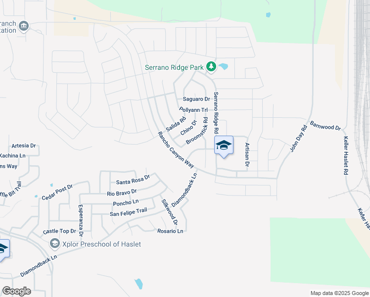 map of restaurants, bars, coffee shops, grocery stores, and more near 544 Bromeliad Drive in Haslet