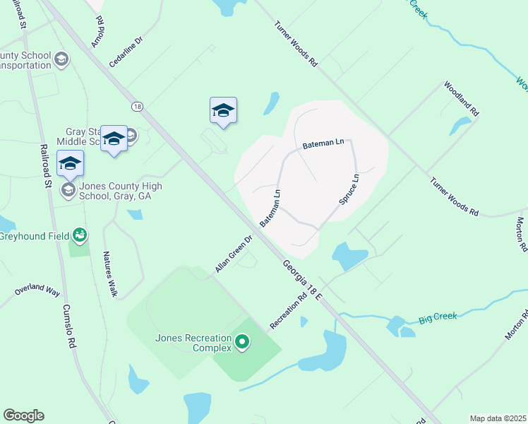 map of restaurants, bars, coffee shops, grocery stores, and more near 113 Bateman Lane in Gray