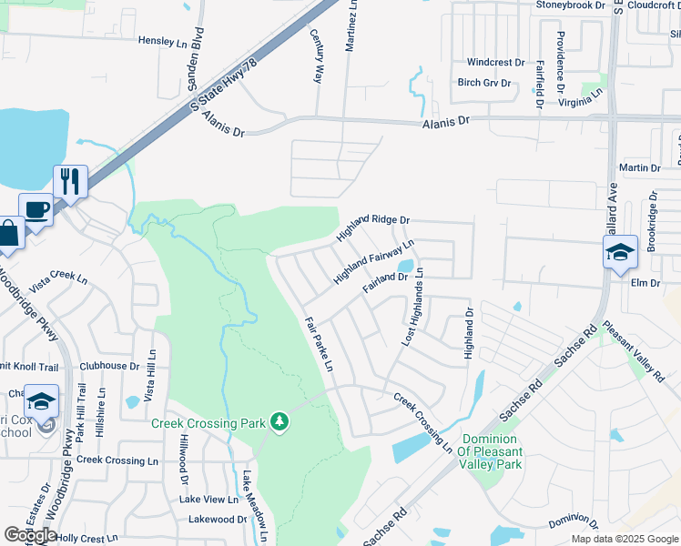 map of restaurants, bars, coffee shops, grocery stores, and more near 1914 Faircrest Ln in Wylie