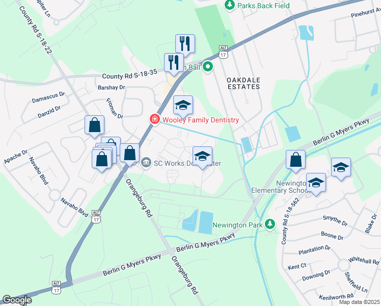 map of restaurants, bars, coffee shops, grocery stores, and more near 128 Units Sommerset Apartments Road in Summerville
