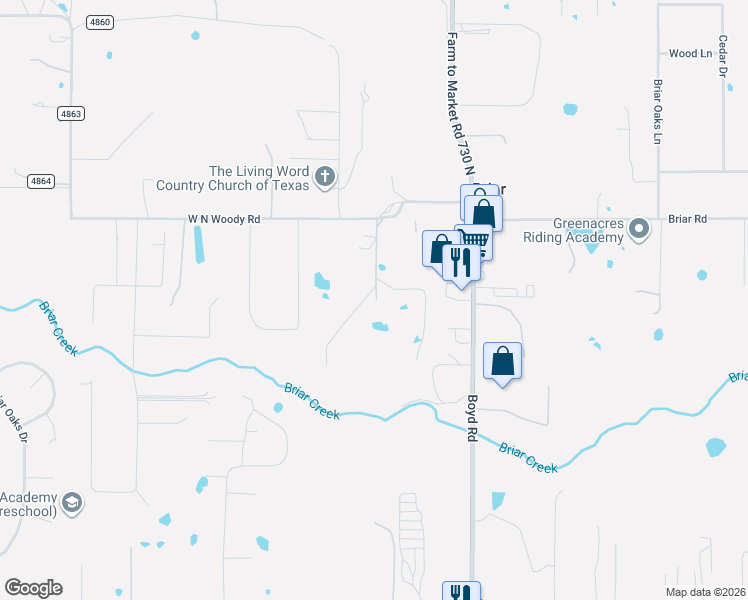map of restaurants, bars, coffee shops, grocery stores, and more near 220 Davis Ford Lane in Azle