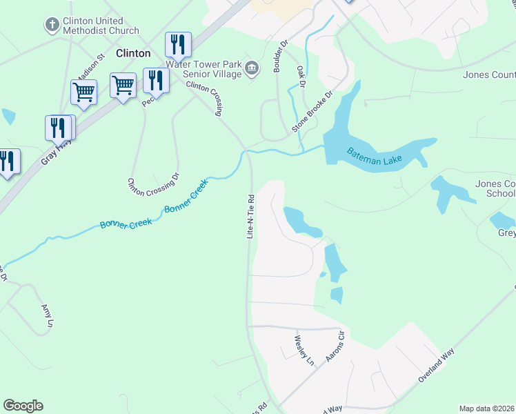 map of restaurants, bars, coffee shops, grocery stores, and more near 225 Lite-N-Tie Road in Gray