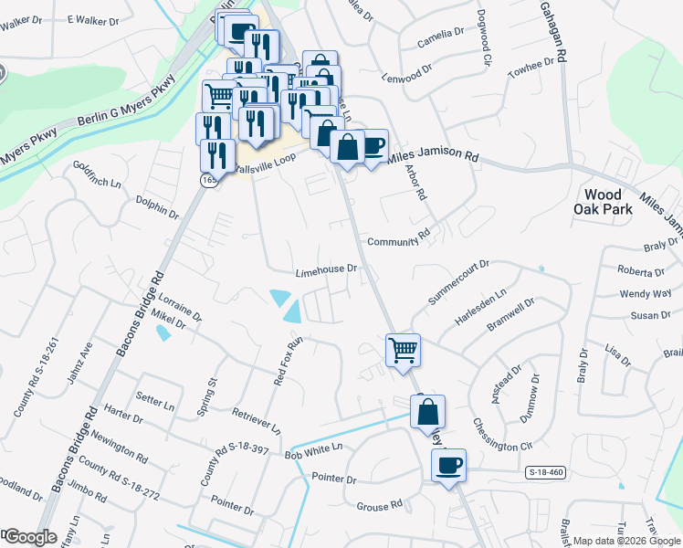 map of restaurants, bars, coffee shops, grocery stores, and more near 144 Limehouse Drive in Summerville