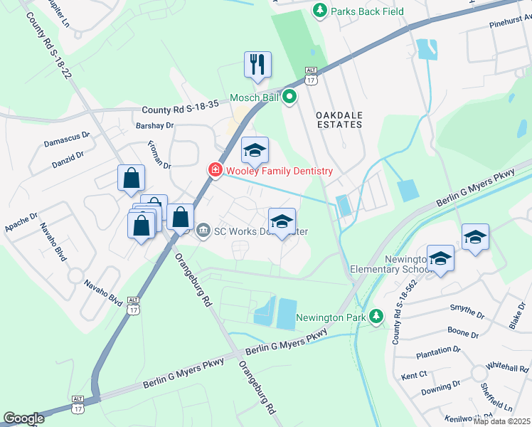 map of restaurants, bars, coffee shops, grocery stores, and more near 128 Units Sommerset Apartments Road in Summerville