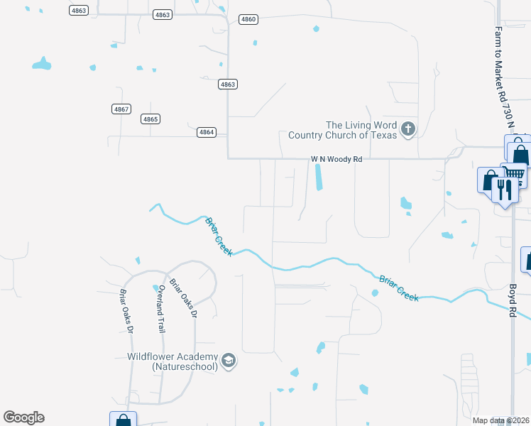 map of restaurants, bars, coffee shops, grocery stores, and more near 424 Christian Way in Azle