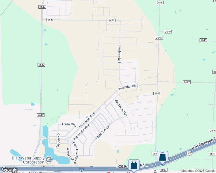 map of restaurants, bars, coffee shops, grocery stores, and more near 1925 Berrywood Drive in Royse City