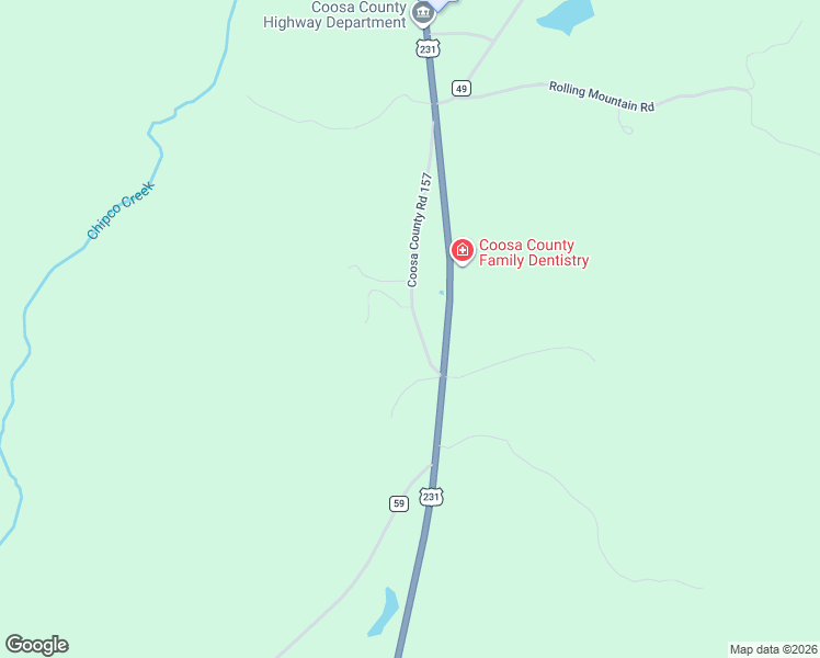 map of restaurants, bars, coffee shops, grocery stores, and more near 127 Coosa County Road 157 in Rockford