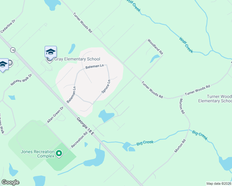map of restaurants, bars, coffee shops, grocery stores, and more near 701 Springhill Drive in Gray