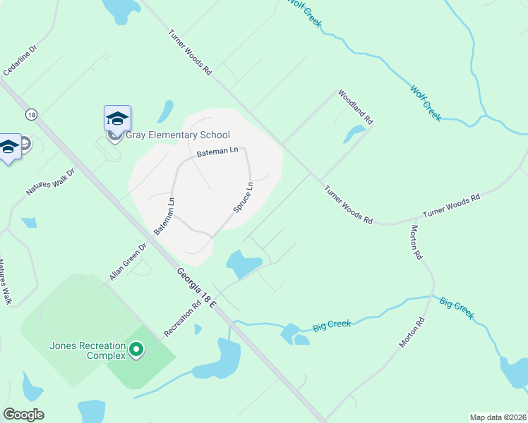 map of restaurants, bars, coffee shops, grocery stores, and more near 701 Springhill Drive in Gray