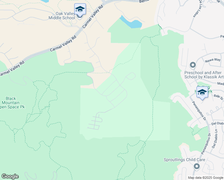 map of restaurants, bars, coffee shops, grocery stores, and more near 15890 Sarah Ridge Road in San Diego