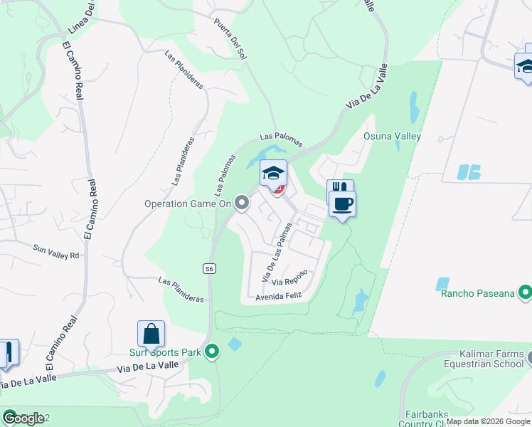 map of restaurants, bars, coffee shops, grocery stores, and more near 3720 Calle Cortejo in Rancho Santa Fe