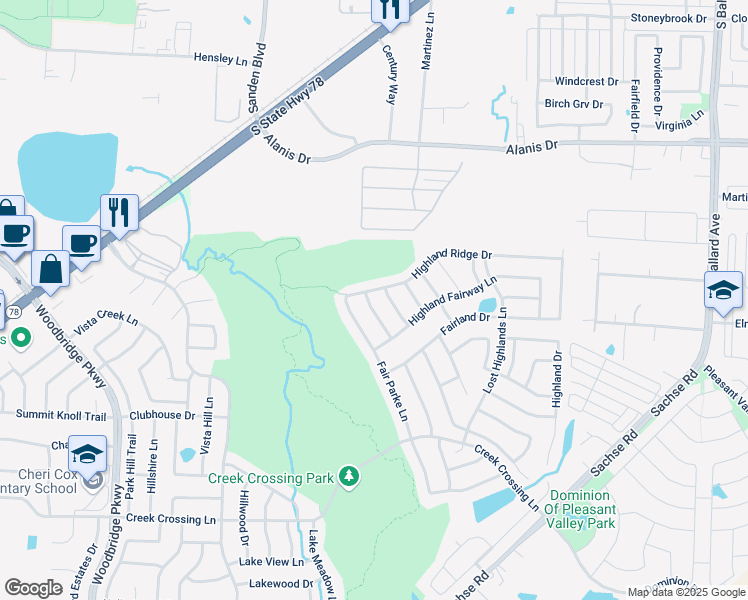 map of restaurants, bars, coffee shops, grocery stores, and more near 1903 Fairway Glen Drive in Wylie