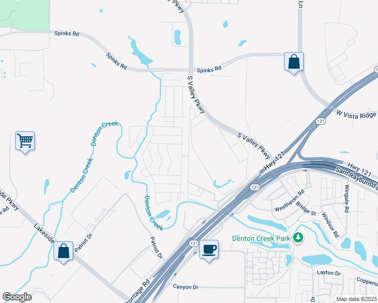 map of restaurants, bars, coffee shops, grocery stores, and more near 4001 Ace Lane in Lewisville