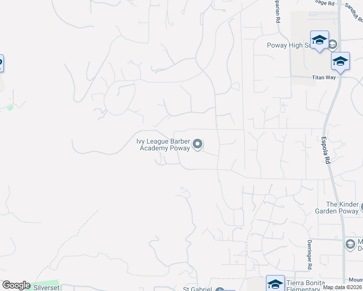 map of restaurants, bars, coffee shops, grocery stores, and more near 13562 Del Poniente Road in Poway