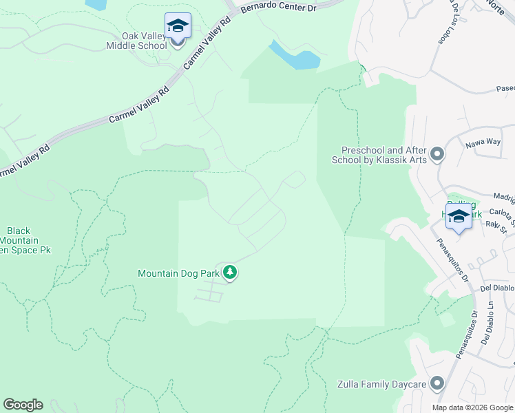 map of restaurants, bars, coffee shops, grocery stores, and more near 15902 Sarah Ridge Road in San Diego