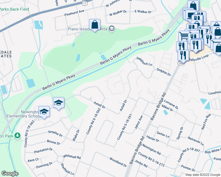map of restaurants, bars, coffee shops, grocery stores, and more near 309 Amberjack Way in Summerville