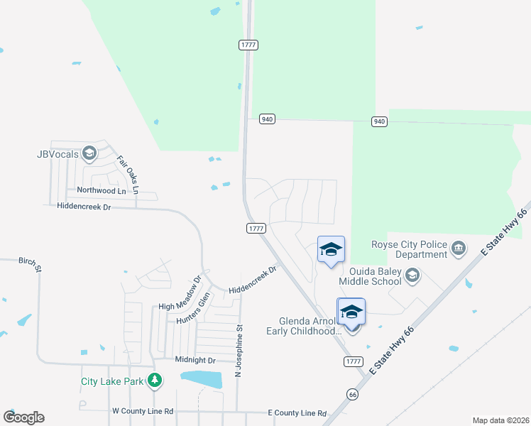 map of restaurants, bars, coffee shops, grocery stores, and more near 1921 Meadow Lark Lane in Royse City