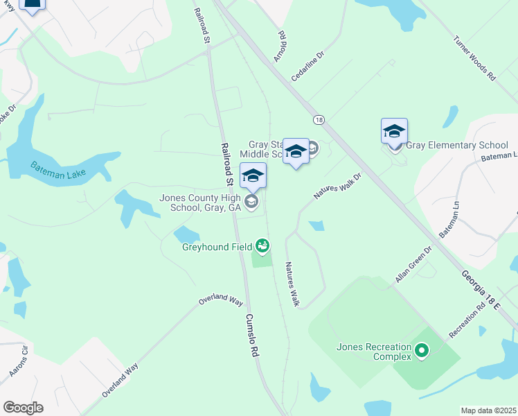 map of restaurants, bars, coffee shops, grocery stores, and more near 339 Railroad Street in Gray