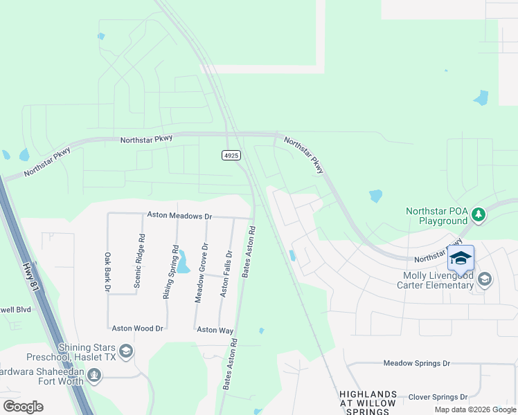 map of restaurants, bars, coffee shops, grocery stores, and more near 13140 Bates Aston Road in Haslet