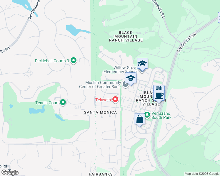 map of restaurants, bars, coffee shops, grocery stores, and more near 14774 Rio Rancho in San Diego