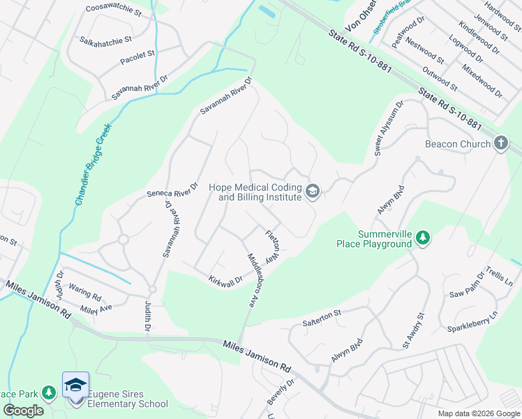 map of restaurants, bars, coffee shops, grocery stores, and more near 315 Wynfield Forest Drive in Summerville