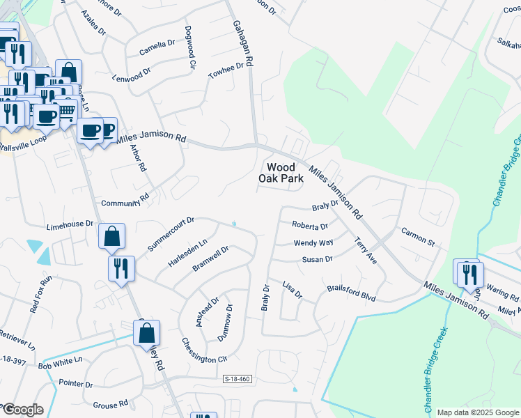 map of restaurants, bars, coffee shops, grocery stores, and more near 308 Linda Lane in Summerville