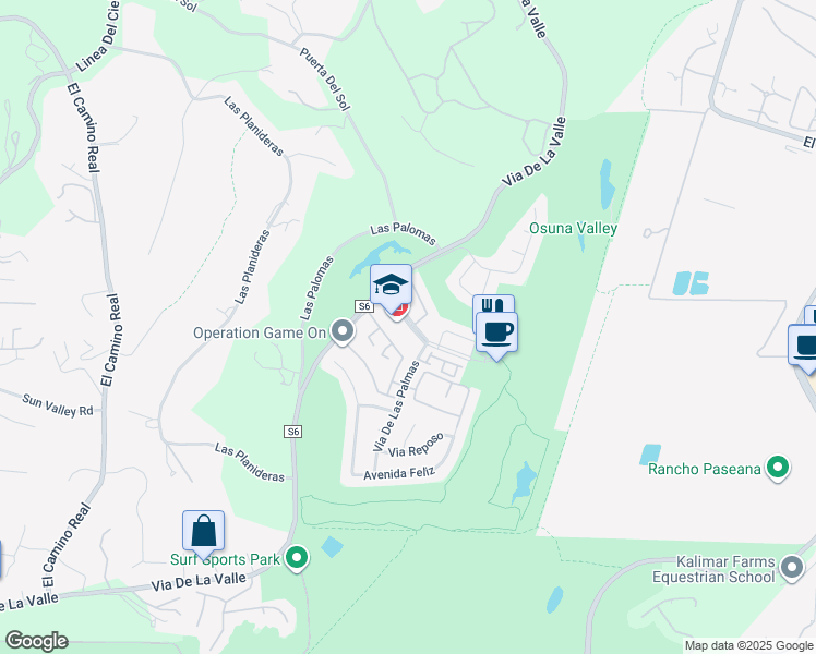 map of restaurants, bars, coffee shops, grocery stores, and more near 5527 Cancha de Golf in Rancho Santa Fe