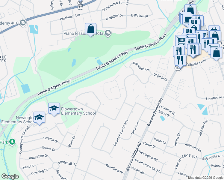 map of restaurants, bars, coffee shops, grocery stores, and more near 103 Amberjack Way in Summerville