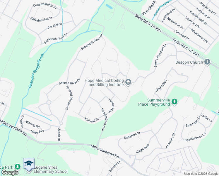 map of restaurants, bars, coffee shops, grocery stores, and more near 315 Wynfield Forest Drive in Summerville