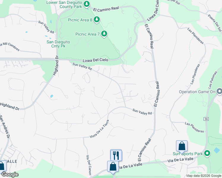 map of restaurants, bars, coffee shops, grocery stores, and more near 15135 Paso Del Sol in Del Mar