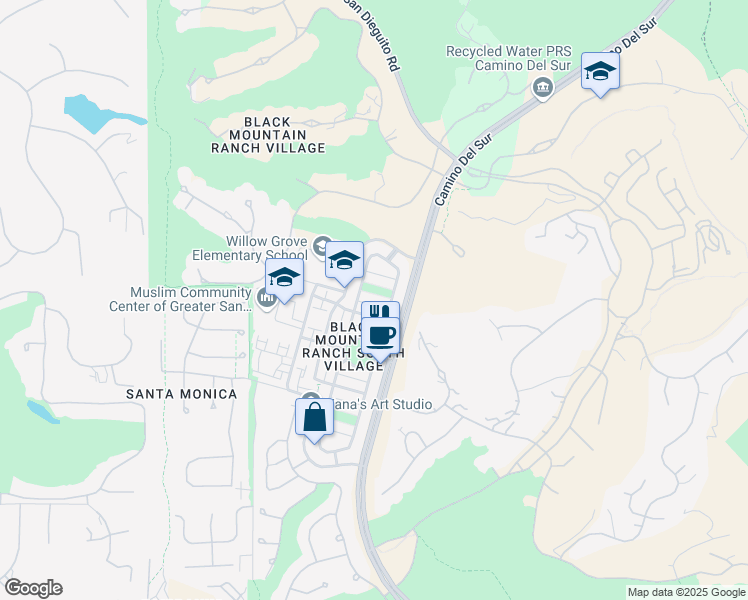 map of restaurants, bars, coffee shops, grocery stores, and more near 7684 Sonata Lane in San Diego