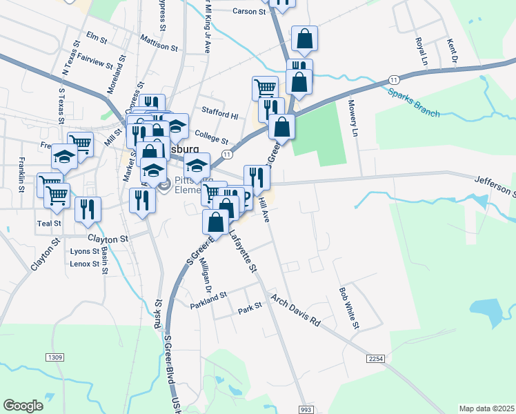 map of restaurants, bars, coffee shops, grocery stores, and more near 317 Hill Avenue in Pittsburg