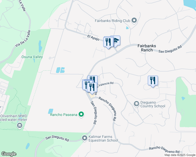 map of restaurants, bars, coffee shops, grocery stores, and more near 5867 Saratoga Corte in Rancho Santa Fe