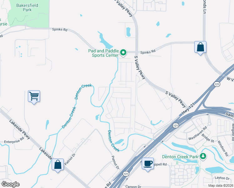 map of restaurants, bars, coffee shops, grocery stores, and more near 357 Runningbrook Lane in Lewisville